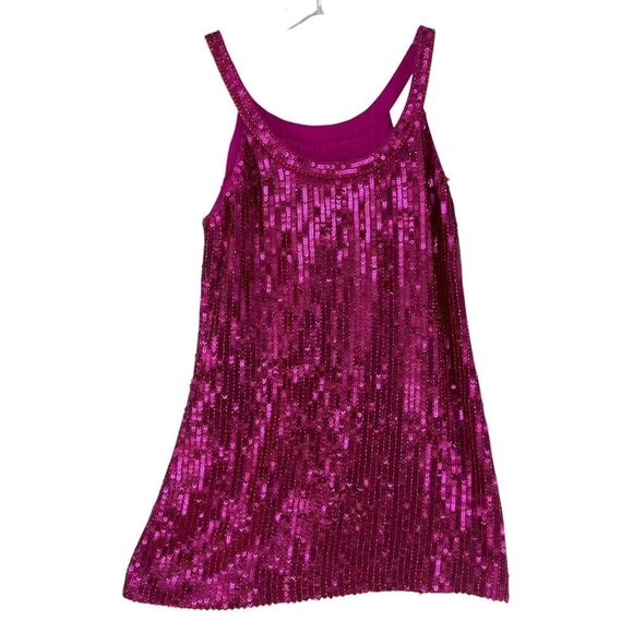 Trina Turk Sequin Tunic Pink XS Sleeveless Silk Scoop Neck Formal Flirty Fucshia - Picture 4 of 11
